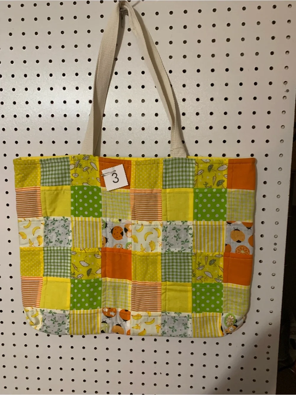 Multi colored patchwork tote